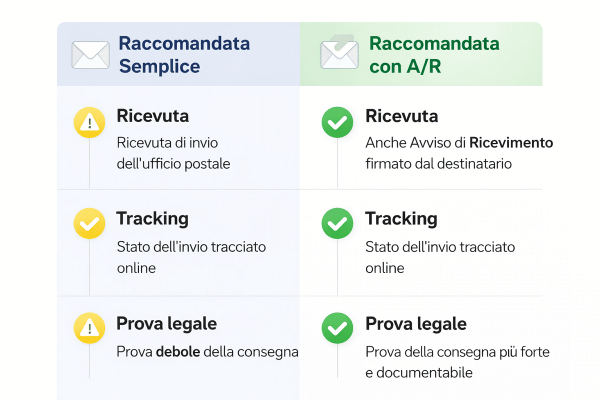 raccomandata ar o raccomandata semplice